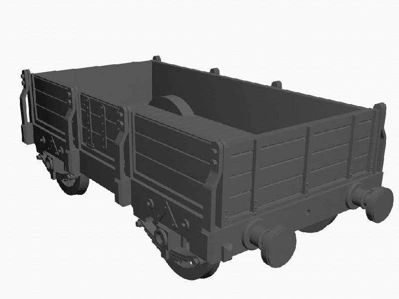Wooden Box Wagon 3D Model