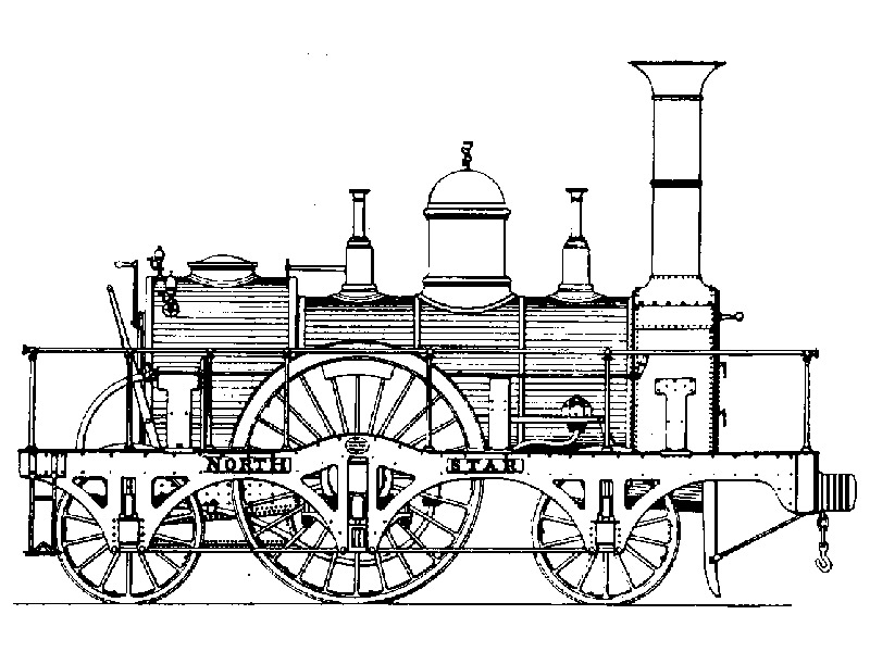 GWR broad gauge North Star 2-2-2 locomotive drawing