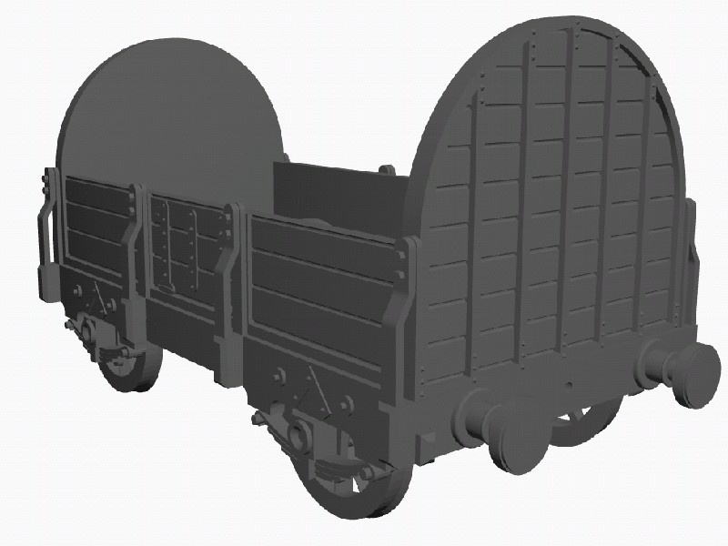 Wooden Tilt Wagon 3D Model