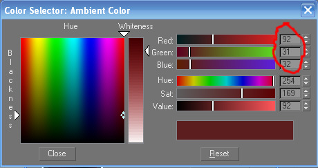Colour Selector in Gmax