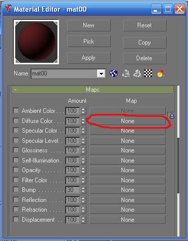 Material Editor in Gmax, adding maps