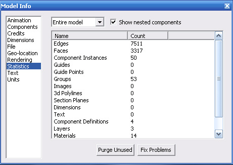 Model Info in Sketchup