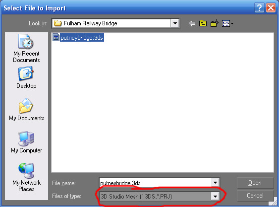 Files Import menu in Gmax