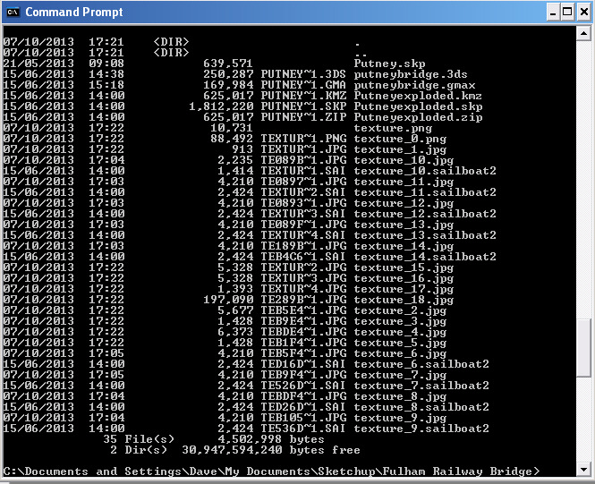 Directory listing in DOS
