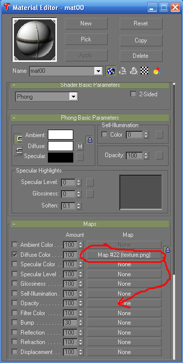 Material Editor in Gmax with maps expanded