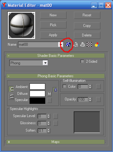 Material Editor in Gmax