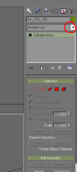 Modify mode in Gmax adding modifier