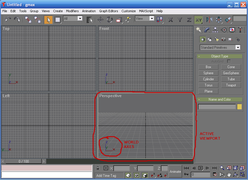 Active Viewport in Gmax