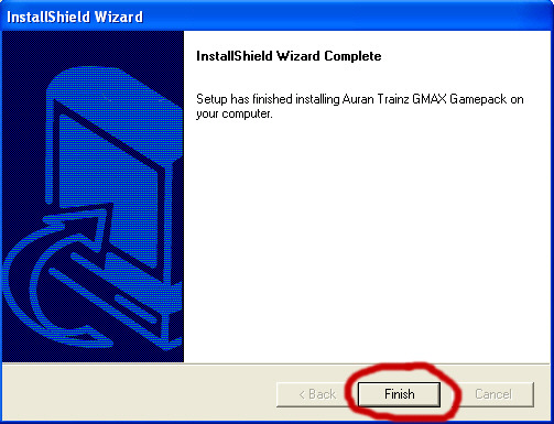 Gamepack finished installation dialogue