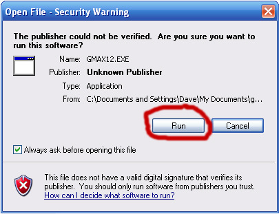 Windows security warning