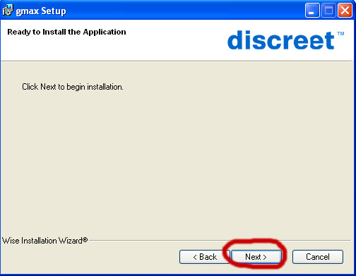 Begin Gmax installation dialogue