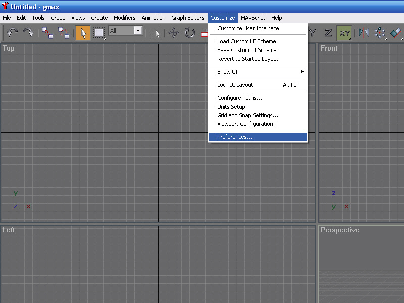 Customise Preferences location in Gmax
